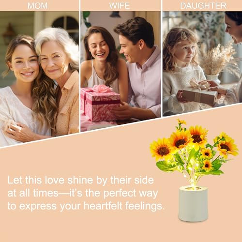 WSYEAR Sunflower Flower Lamp Gifts for Women, Birthday Christmas Ideal Gifts for Mom Granddaughter Girlfriend Friend Wife, Bedroom Bar Coffee - color: Sunflower Flower Lamp