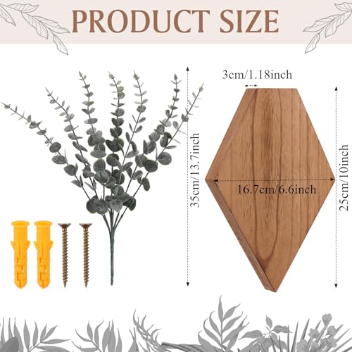 Chunful 2 Pcs Wooden Wall Planter Decor Hanging Fake Plants Greenery Flowers Holder Vase Boxes for Wall Bohemian Farmhouse Room Kitchen Office Indoor Decoration (Wooden Color,9.8 x 6.6 x 1.2 Inches) - color: Wooden Color, size: 9.8 x 6.6 x 1.2 inches