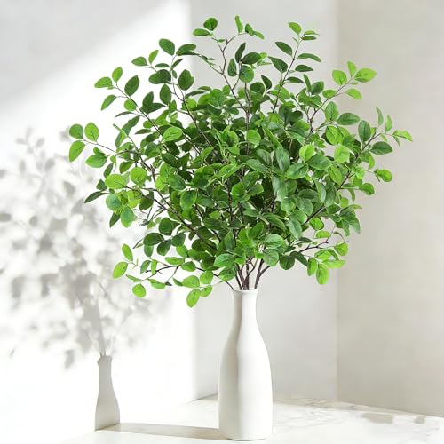 Uieke 8Pcs 37" Faux Eucalyptus Stems, Artificial Plants Indoor Lifelike Silk Plastic Plants for Spring Decoration, Faux Greenery Stems for Wedding Kitchen Home Decor - color: Green, size: 8