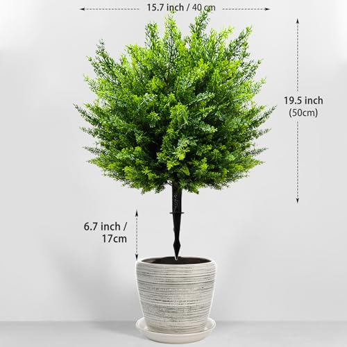 26-Inch Artificial Cedar Ball Trees (Set of Two) – Lifelike, UV-Resistant Decor for Indoor & Outdoor Use – Enhance Your Space with Vibrant Greenery - color: 2pcs-ground Cutting-cedar