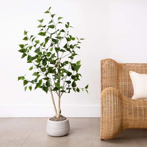 Nearly Natural 4ft. Artificial Birch Tree with Real Touch Leaves - size: 4ft