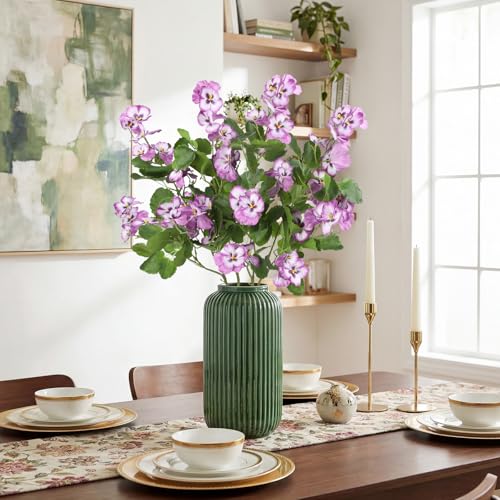 4 PCS Artificial Pansies Flowers for Decoration 35.43" Fake Pansy with Long Stems Fuchsia Faux Silk Pansies Spring Flower Arrangements for Vase Home Outdoor DIY Wedding Party Decor(Fuchsia) - color: Fuchsia