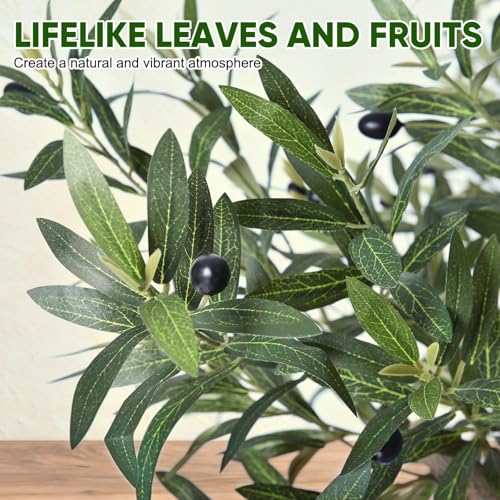 Timoo Fake Olive Tree Artificial, 5 Ft Faux Tree Indoor, Tall Fake Plants for Living Room, Bedroom and Office Decor - color: Color 2