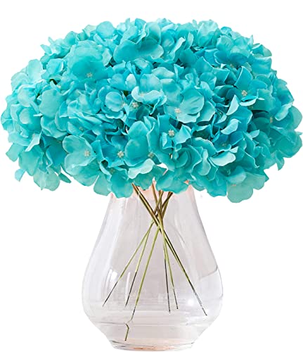 Artificial Hydrangea Flowers Tiffany Heads 10 Fake Hydrangea Silk Flowers for Wedding Centerpieces Bouquets DIY Floral Decor Home Decoration with Stems - color: 10pcs Tiffany, size: Large