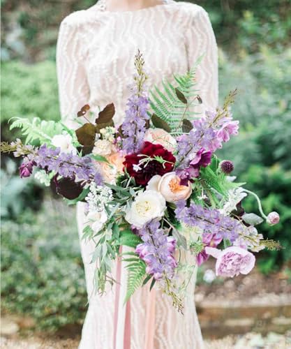 IPOPU 40" Purple Delphinium Artificial Flowers 5PCS Faux Delphinium Larkspur Silk Flowers Long Stem Artificial Flowers for Home Wedding Floral Arrangement Centerpiece Decor(Purple) - color: Light Purple