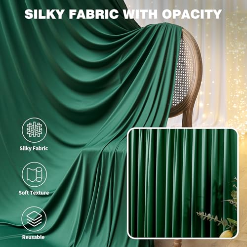 10ftx12ft Hunter Green Backdrop Curtains for Parties, Wrinkle Free Polyester Hunter Green Photo Backdrop Drapes 2 Panels 12 ft Long Back Drop Cloth for Wedding Birthday Photography Background Party - color: Hunter Green, size: 5ft(W)x12ft(H)_2 Panels