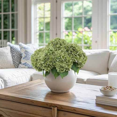 Coferset 3pcs Lime Green Lifelike Hydrangea Artificial Flowers 22inch Real Touch Faux Hydrangea Flower Stem for Home Party Wedding Floral Filler Arrangements Ceterpieces Bouquets - color: Lime Green, size: 3pcs