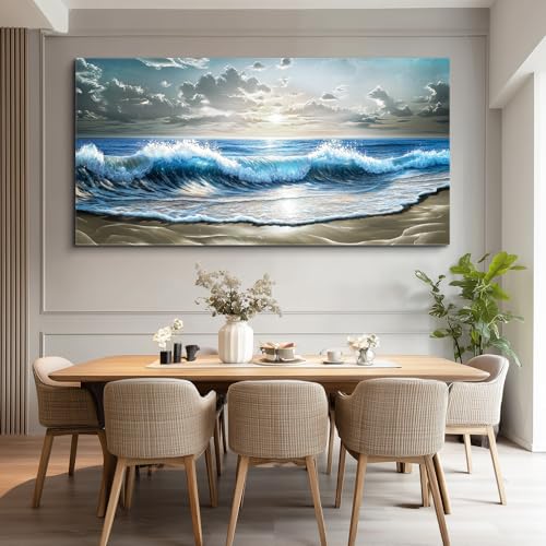 ZUITINGHUA Canvas Wall Art For Living Room Large Wall Decor For Office Bedroom Decorations Ocean Wave Landscape Pictures Beach Sunset Painting Artwork Room Wall Mural Aesthetic Home Decor 30x60 In - color: Ocean Wave Beach Sunset, size: 60"L x 30"W