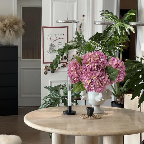 YalzoneMet 3 PCS Yellow/Pink Hydrangea Artificial Flowers 21'' Real Touch Faux Latex Hydrangea Flowers for Wedding Tables Centerpieces Baby Shower Pink Flower for Party Home Kitchen Decor - color: Pink