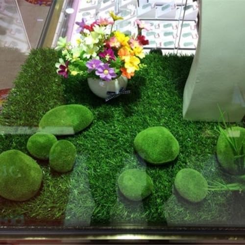 5 PCS Artificial Moss Rocks Decor - Green Moss-Covered Fake Stones | for Floral Arrangements/Gardens/Crafting
