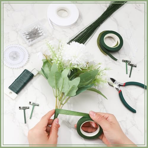 Hoemwarm Boutonniere Pin Kit Corsage Making Supplies Set Includes Pins Floral Wire Tape Cutters White Ribbon Metal Clips for Wedding Prom Party DIY Craft Arrangements