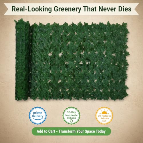 Faux Ivy Privacy Fence Screen 120 * 40 Inch Artificial Faux Ivy Hedge Expandable Faux Privacy Fence Decoration for Wall Screen, Outdoor Garden, Wedding Decor,No Cable Tie (12PCS) - size: 120x40 inches