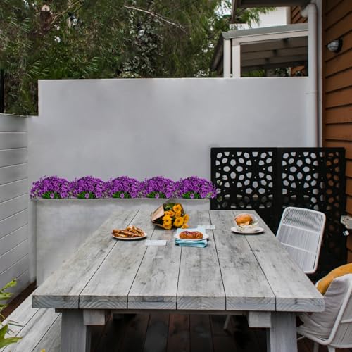 LikSoor 21 Bundles Artificial Outdoor UV Resistant Flowers No Fade Fake Outside Flowers Plastic Greenery Faux Shrubs Garden Porch Window Box Home Decoration(Violet) - color: Violet