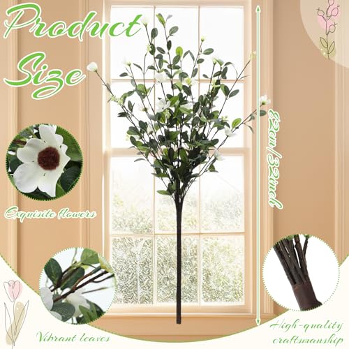 Giegxin 32 Inch Spring Artificial Blossom Branches Fake Spring Cream Blossom Branch 3 Pcs Faux Wild Petunia Flower Stems Bush Long Branches for Vase Floral Arrangement Wedding Party Decoration - color: Cream, size: 30 Inch, style: Blooming Wild Petunia