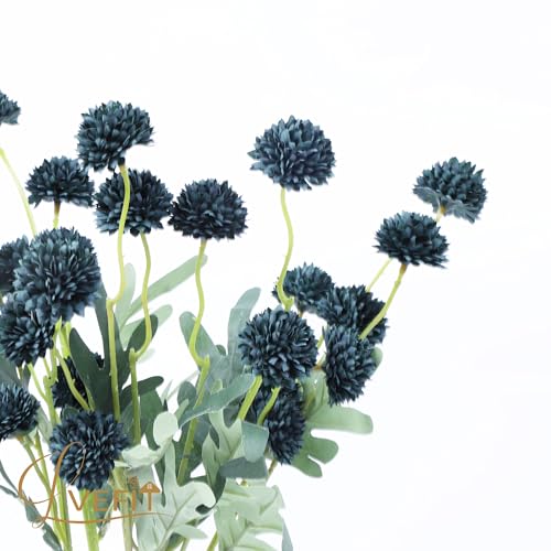 LVEFIT 10 Pcs Emerald Green Kiku Flower Fake Mums Long Stem Flowers,Faux Kiku Flower Bulk,Silk Flowers Mini Chrysanthemum Floral Arrangements,Artificial Flowers Chrysanth Mini Fake Flower - color: Emerald Green
