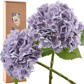 FiveSeasonStuff Real Touch Silk Hydrangea Flowers, 2 Large Long Stem Artificial Flowers for Floral Arrangements (Faded Purple) - color: Faded Purple (2 Stems)