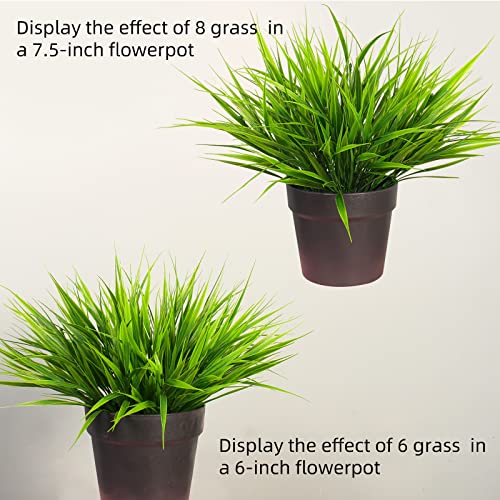 Faux Outdoor Plants 12 Bundles Artificial Boxwood Shrubs Grass Fake Greenery Green Plastic Leaf for Groud Planter Front Porch Patio Decor (12 Bundles Green Grass Plants) - color: 12 Bundles Green Grass Plants