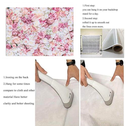 8x6ft Rose Floral Wall Backdrop Pink Rose Flowers Background Tea Party Backdrops Wedding Birthday Bridal Shower Valentine's Day Mother's Day Party Decoration Banner Studio Props - size: 8x6ft
