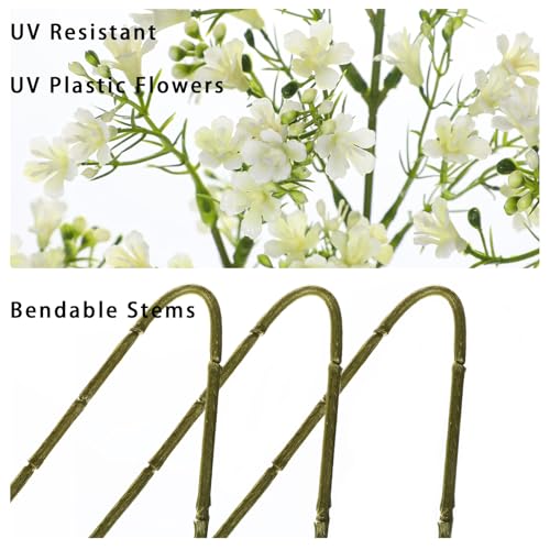 32.6" White Babys Breath Artificial Flowers Set of 3, Faux Baby Breath Flowers Artificial Plastic Flower for Decoration, Long Fake Babies Breaths for Tall Vase, Floral Arrangement, Wedding, Home Decor - color: # White Set of 3