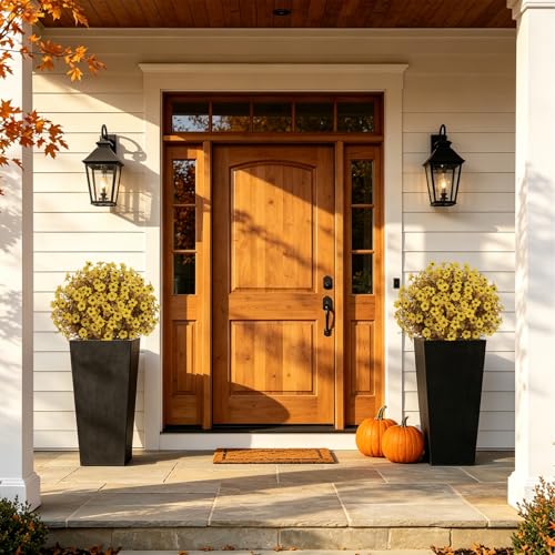 24" Artificial Fall Potted Plants Outdoor Set of 2, UV Resistant Faux Yellow Daisy Mums Flowers with Eucalyptus, Decorative Plants in Pots for Front Porch, Patio & Entryway - color: Fall Yellow, size: 24in Daisy Eucalyptus