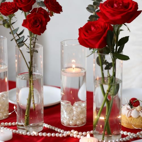 16Pcs Glass Cylinder Bud Vases for Centerpieces, 7.7 Inch Tall Clear Flower Vases in Bulk, Floating Candle Holder for Wedding, Party, Home Decor, Birthday, Decoration, Anniversary, Baby Shower