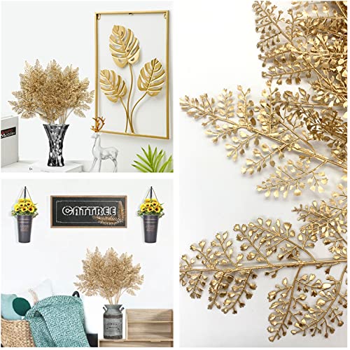 Artificial Golden Plants Fake Gold Star Ginkgo Leaves - Tall 30 Inch 2 Pack, Faux Bushes Simulation Small Apricot Leaf for Christmas Decor Indoor Outdoor Party Wedding DIY Table Centerpiece Decoration - color: (Tall) Gold Star Ginkgo Leaves - 2 Pcs
