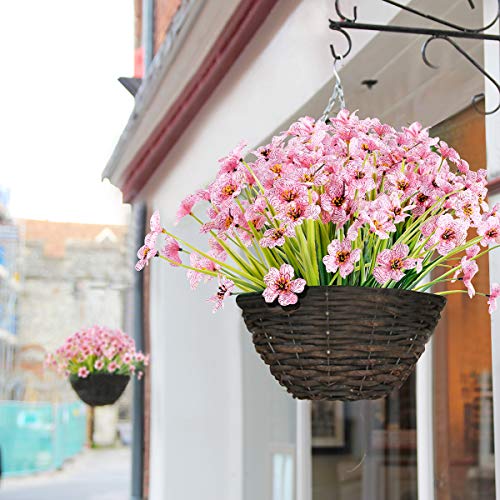JEMONG 30 Bundles Artificial Flowers Outdoor UV Resistant Fake Flowers No Fade Faux Plastic Plants Garden Porch Window Box Decorating(Pink) - color: Pink, size: 30Bundles