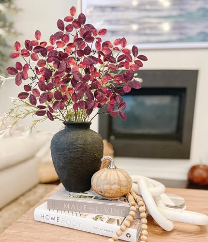 3PCS Artificial Greenery Stems Fall Leaves Branches for Vase Fake Lagerstroemia Faux Branches 28.7 Inch Plants Leaf Bushes for DIY Floral Arrangement Bouquets Festival Party Wedding Home Decor Red - color: Lagerstroemia - Red