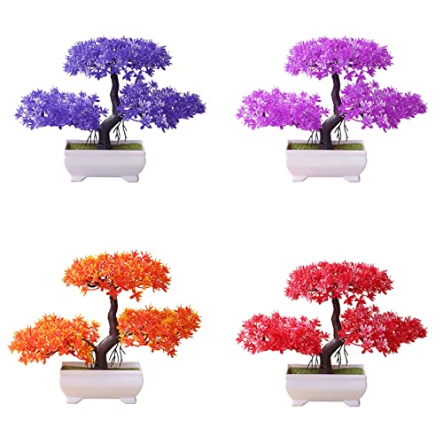 Talent Star Artificial Bonsai Tree Juniper Faux Plants Indoor Small Fake Plants Decor with Pots for Home Table Office Desk Bathroom Shelf Bedroom Living Room Farmhouse Decorations Wedding Tabletop Red - color: Red
