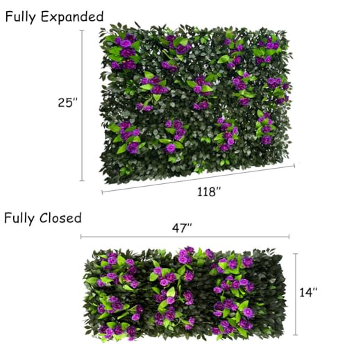 Sumery Expandable Fence Privacy Screen for Balcony Patio Outdoor,Decorative Faux Ivy Fencing Panel,Artificial Hedges (Single Sided Leaves) (1, Branches -Purple Rose) - color: Branches -Purple Rose