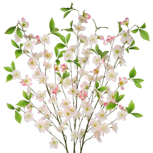 3 Pcs Pink Cherry Blossom Branches 39.4" Silk Flowers with Stems Long Stem Artificial Flowers for Spring Summer Indoor Decoration Faux Flower for Vase Arrangements Table Centerpiece Wedding Decor - color: Pink