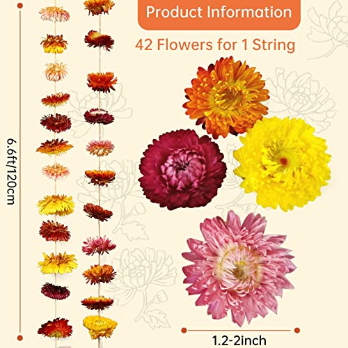 Christmas Decorations, 10ft Dried Flowers Garland Real Daisy Sunflower Garlands Dry Flower Chain with 42 Colorful Flower Heads for Boho Home Wedding Party Wall Hanging Bridal Window Indoor Decor - size: 1PCS-10FT-Multi-color
