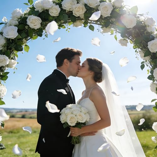Anwyll 3000Pcs White Rose Petals - Artificial Faux Flowers Fake Rose Petals for Wedding Proposal Engagement Romantic Night Anniversary Valentine's Galentine's Day Decoration Home Room Party Decor - color: White