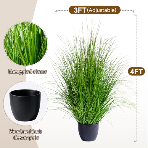 Big Artificial Cattail Reed Grass realistic floor plants large faux plastic plantas synthetic pampas grass fake grass for home living room indoor outdoor corner office patio front porch bonsai decor - color: Green, size: 4FT