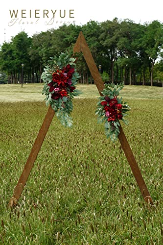 Artificial Wedding Arch Flowers Kit(Pack of 2) for Wedding Arch, Bridal Shower, Ceremony and Reception Backdrop Decoration (Burgundy) - color: Burgundy