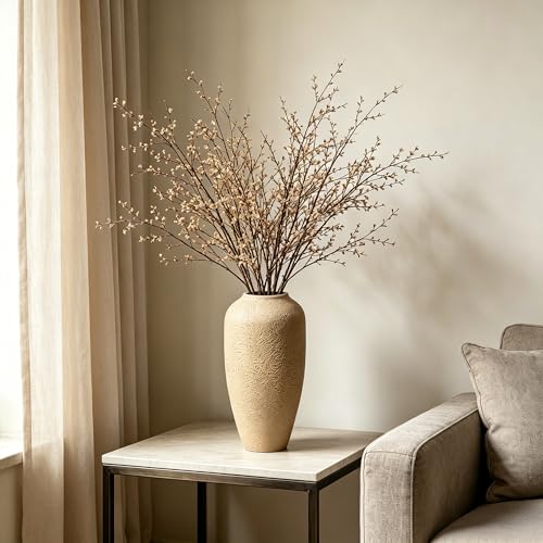 Hosley 11 in High Enamel Finish Metal Vase, Ideal for Dried Flowers Gift for Floral Arrangements Wedding Home Spa Votive Candle Gardens - color: Enamel Finish