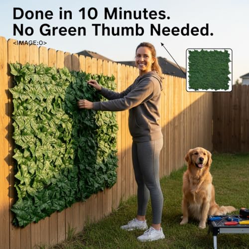 Faux Ivy Privacy Fence Screen 8PCS 20 x 20 Inch Artificial Faux Ivy Hedge Expandable Faux Privacy Fence Decoration for Wall Screen, Outdoor Garden, Wedding Decor,No Cable Tie (80x40 inches) - size: 80x40 inches