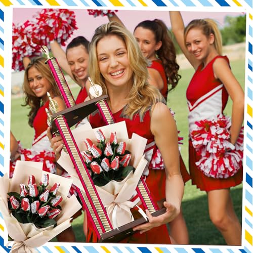 Suhine 12 Pcs Red Cheer Gifts Cheerleader Cheerleading Artificial Rose Flowers Gifts Bulk for Women Cheer Team Sport Game Day Birthday Graduation Party Decorations Favors (Red White, Normal) - color: Red White, size: Normal