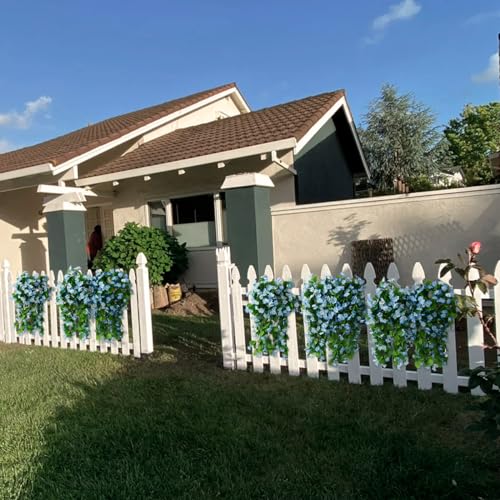 ZFProcess Artificial Fake Hanging Flowers Plants for Outdoor Spring Decoration, 2PCS Faux Silk Violet UV Resistant Look Real Trailing Vines for Outside Home Planter Porch Patio(Blue) - color: Blue