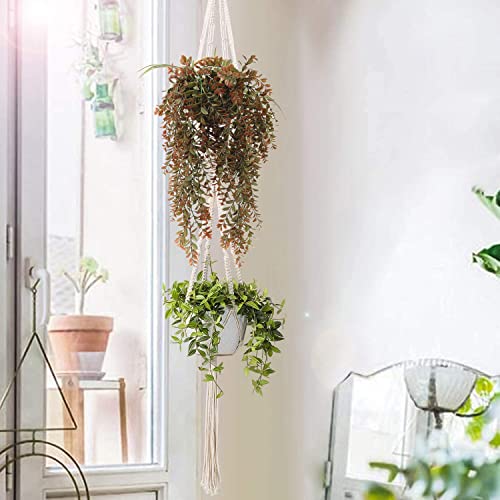 Artificial Hanging Vine, Faux Ivy Leaves Plastic Plants Greenery Fake Foliage Plant UV Resistant Vines Decor for Indoor Outdoor Home Kitchen Garden Office Wall Baskets Wedding Decoration Red 2 Pack - color: Red Leaves Hanging Vine / 2 Pcs