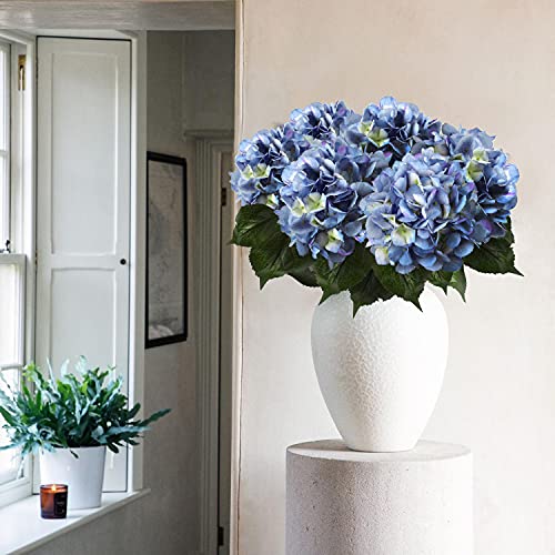 DILATATA 21" Fake Hydrangea Long Stems Silk Hydrangea Flowers for Home Table Centerpieces Artificial Flowers Arrangements Wedding Bouquets DIY Decorations-3Pcs Blue Hydrangeas - color: Blue Green, size: 3PCS