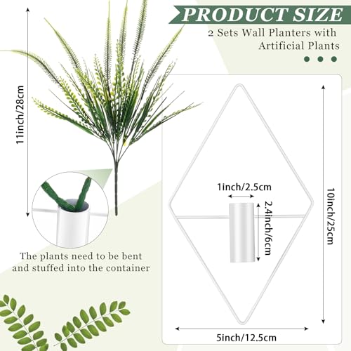 Canlierr 2 Pieces Wall Decor Hanging Planters with Artificial Plants Metal Hanging Vase Indoor Plants Holder Modern Boho Wall Art for Bathroom Bedroom Living Room Decor(White,Boston Fern) - color: White, size: Boston Fern