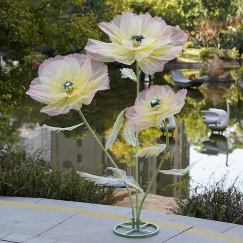 Giant Artificial Flowers for Decoration with Stand,Extra-Large Gradient Yellow to Pink Faux Bloom Display for Wedding Decor,Event Backdrops, Storefront Styling & Home Interior Decoration - color: Yellow to Pink Gradient