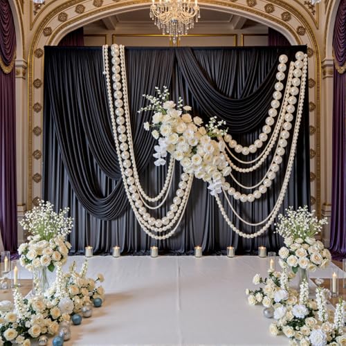 Wrinkle Free Black Backdrop Curtains for Parties, Polyester Photo Backdrop Drapes 2 Panels 5x8ft for Weddings Birthday Photography Background Parties Halloween Decor, 10ft x 8ft - color: Black, size: 10ftx8ft