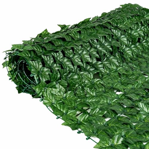 KASZOO Artificial Ivy Privacy Fence Screen - 120''(L) x 40''(W) Faux Greenery Wall Panels for Outdoor Privacy, Balcony, Patio, Backdrop, Fence Decor,Realistic Green Leaves for Wall or Garden Use - size: 120 in x 40 in - Printed Maple Leaf