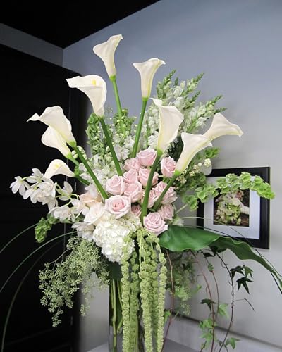 DuHouse 10pcs Calla Lily Artificial Flowers,26" Long Stem Large Calla Lily Flowers for Party Wedding Bridal DIY Bouquet Home Centerpiece Decor(White)