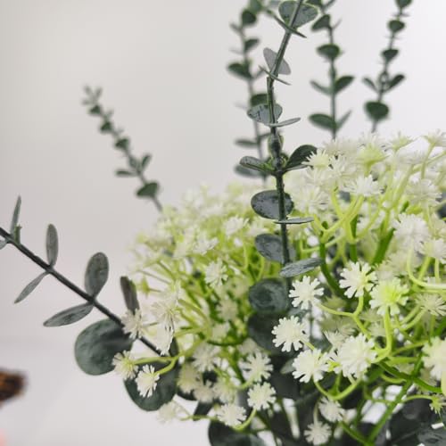 100 Pcs Mixed Artificial Eucalyptus Stems Bulk with Baby's Breath Fake Flowers Artificial Greenery for Home Decoration, Crafts, Wedding Arrangement - size: 100 Pcs