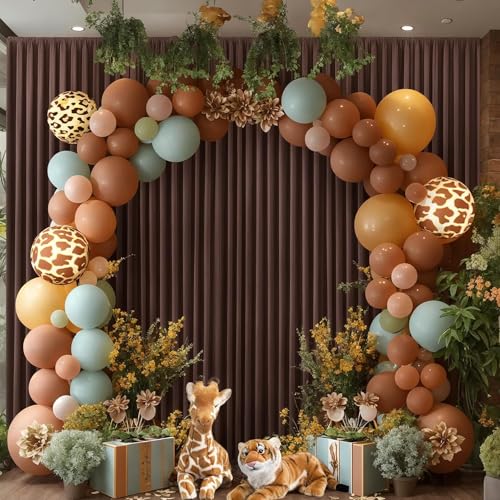 10x8 ft Wrinkle Free Brown Backdrop Curtain for Parties, Thick Polyester Photo Backdrop Drapes 2 Panels for Wedding Birthday Party Photography Background Baby Shower - color: Brown, size: 10ftx8ft