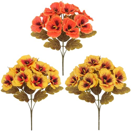 Realistic Silk Pansies Arrangement Colorful Artificial Flower for Home Decoration Table Centerpiece Bookshelf Display Silk Flower Arrangements - color: Red