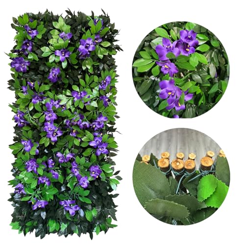 Sumery Expandable Fence Privacy Screen for Balcony Patio Outdoor,Decorative Faux Ivy Fencing Panel,Artificial Hedges (Single Sided Leaves) (1, Branches -Purple Fowers) - color: Branches -Purple Fowers